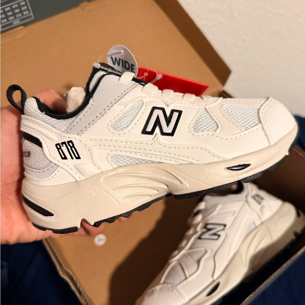 New Balance Kids' Cream and Black Sneakers